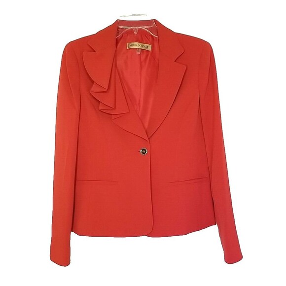 NIPON BOUTIQUE Women Cherry Red Blazer Size 6 NWT $260 Pleated Lapel         T39 - Picture 1 of 11